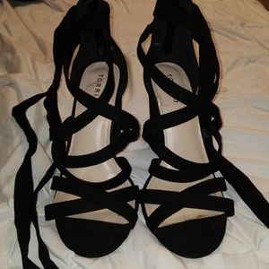 Torrid Black Strappy Heels Ankle Wrap